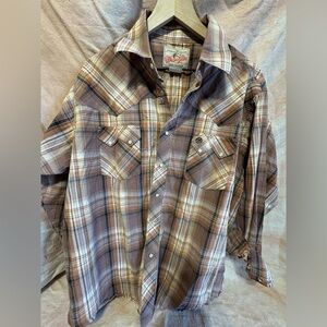 Vintage Wrangler Pearl Snap Shirt American Cowboys Plaid Western L